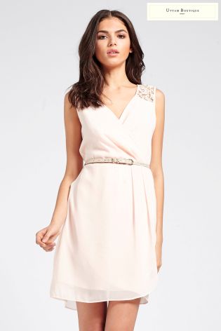 Uttam Boutique Crochet Trim Party Dress